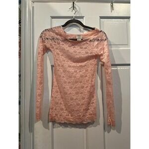 Intimately free‎ people pink lace long sleeve top xs